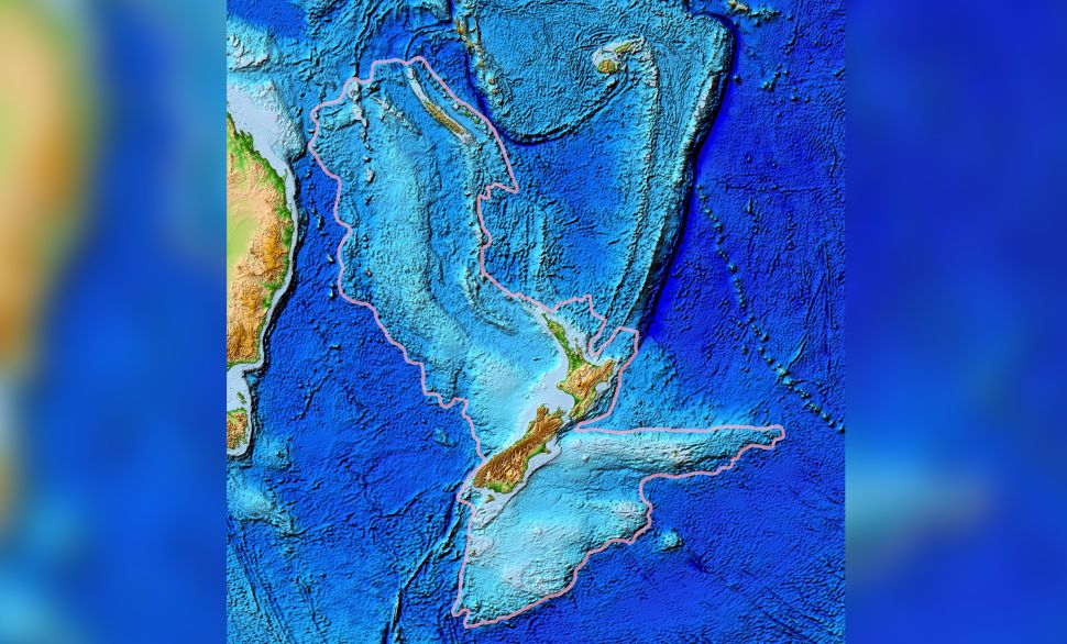 西兰西亚的地形图，这是一个包括新西兰在内的沉没大陆。图片：©NOAA）