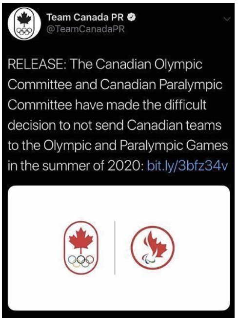 东京奥运生变？ 加拿大宣布不会参加2020东京奥运及残障奥运、澳洲直接要选手备战「2021」东京奥运
