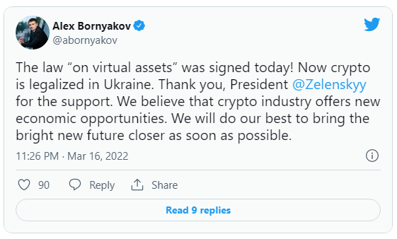 随着数字捐款的涌入，乌克兰总统刚刚签署了一项使加密合法化的法律