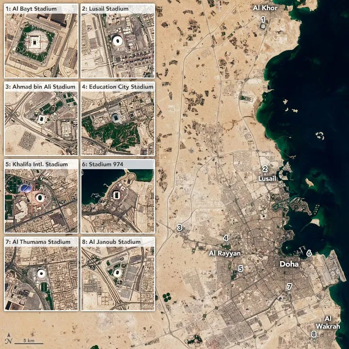 2022年11月13日，Landsat 9上的Operational Land Imager-2（OLI-2）拍摄的卡塔尔多哈